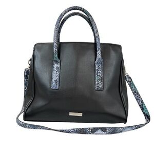 Christian Siriano New York Black Faux Leather Handbag Purse With Snake Print